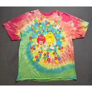 M&Ms Tie Dye XL Shirt Short Sleeve Colorful Rainbow‎ 3D Spiral Inter dimensional